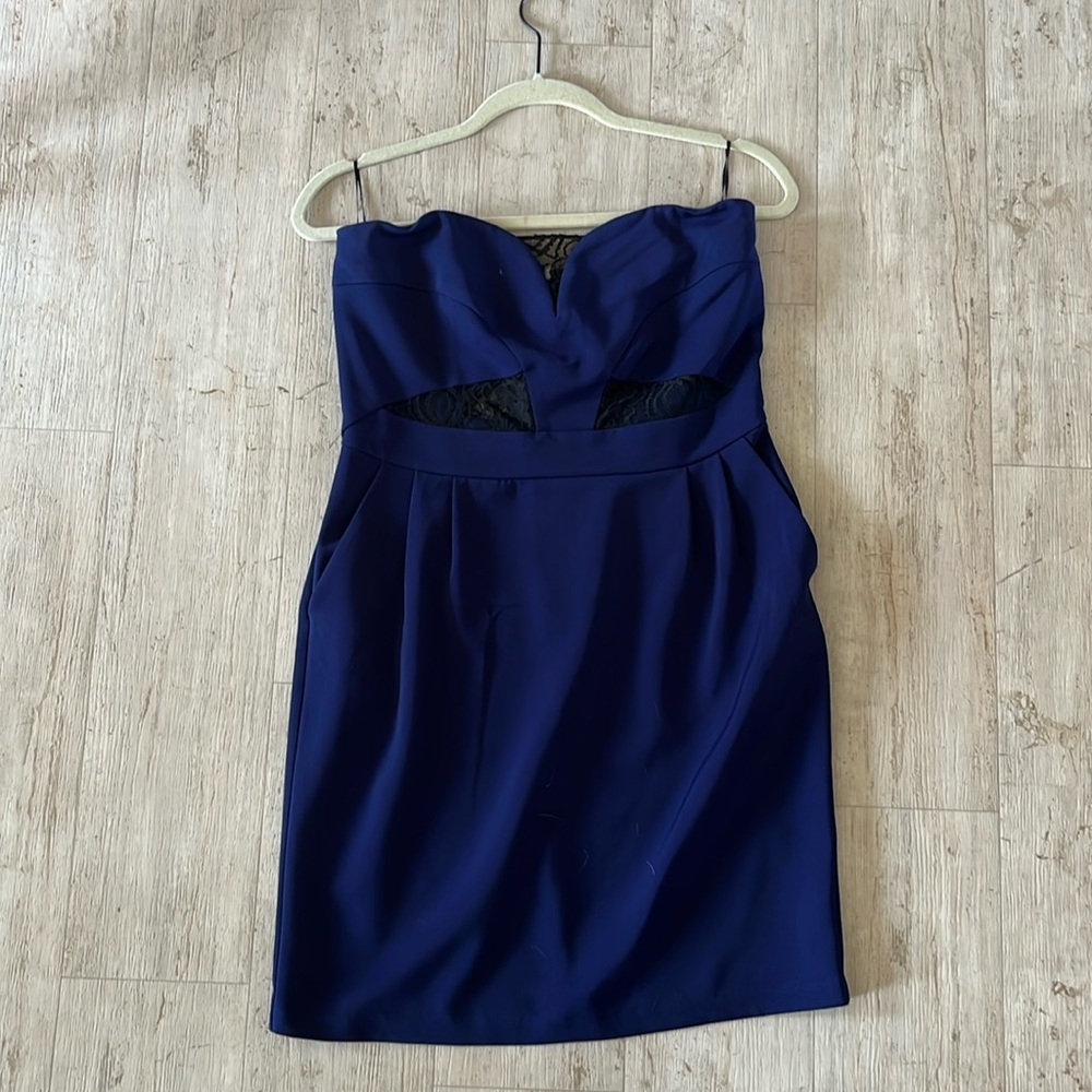 Express blue strapless dress